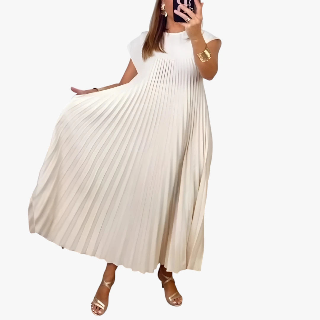 Dame Elegant Maxi Sommerkjole med Plissering