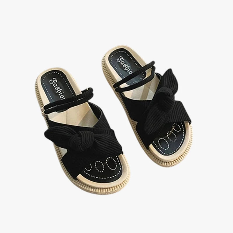 Dame Flade Plateau Sandaler med Svangstøtte og Ribbon