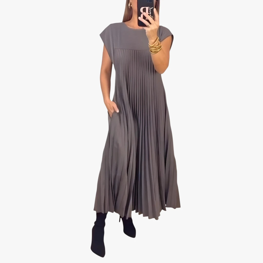 Dame Elegant Maxi Sommerkjole med Plissering