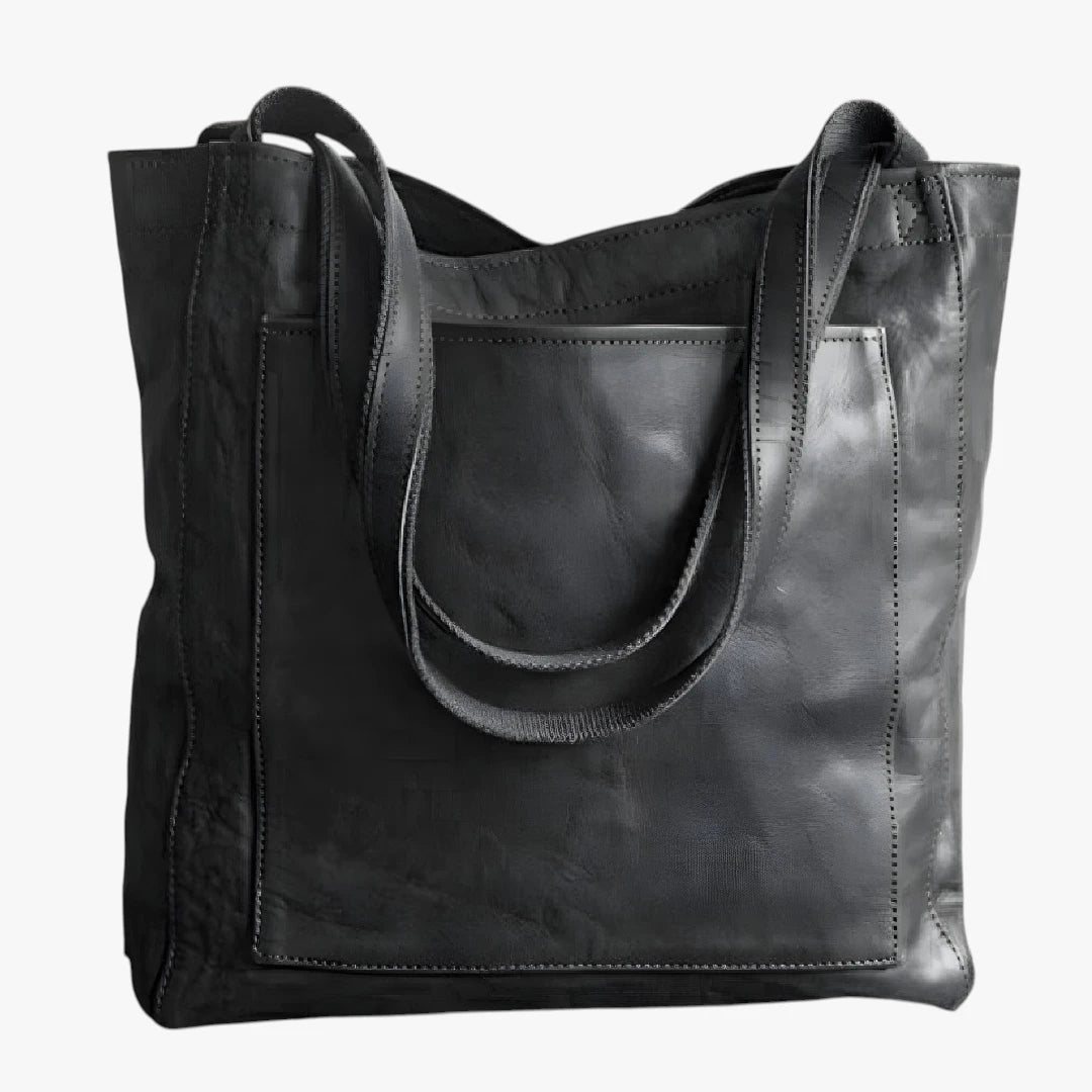 Dame Vintage Stor Skuldertaske med Lynlås og Mange Rum