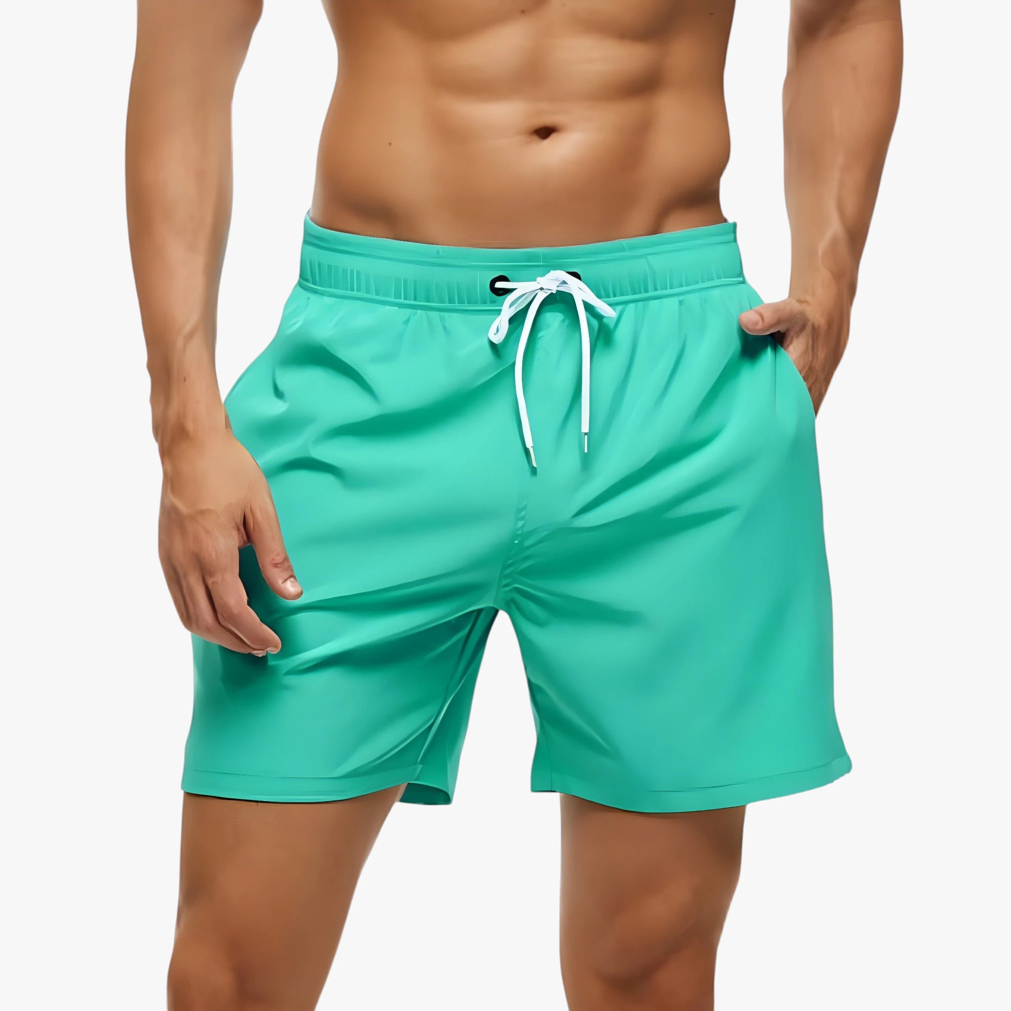 Herre Løse Badeshorts med Snøre og Sidelommer