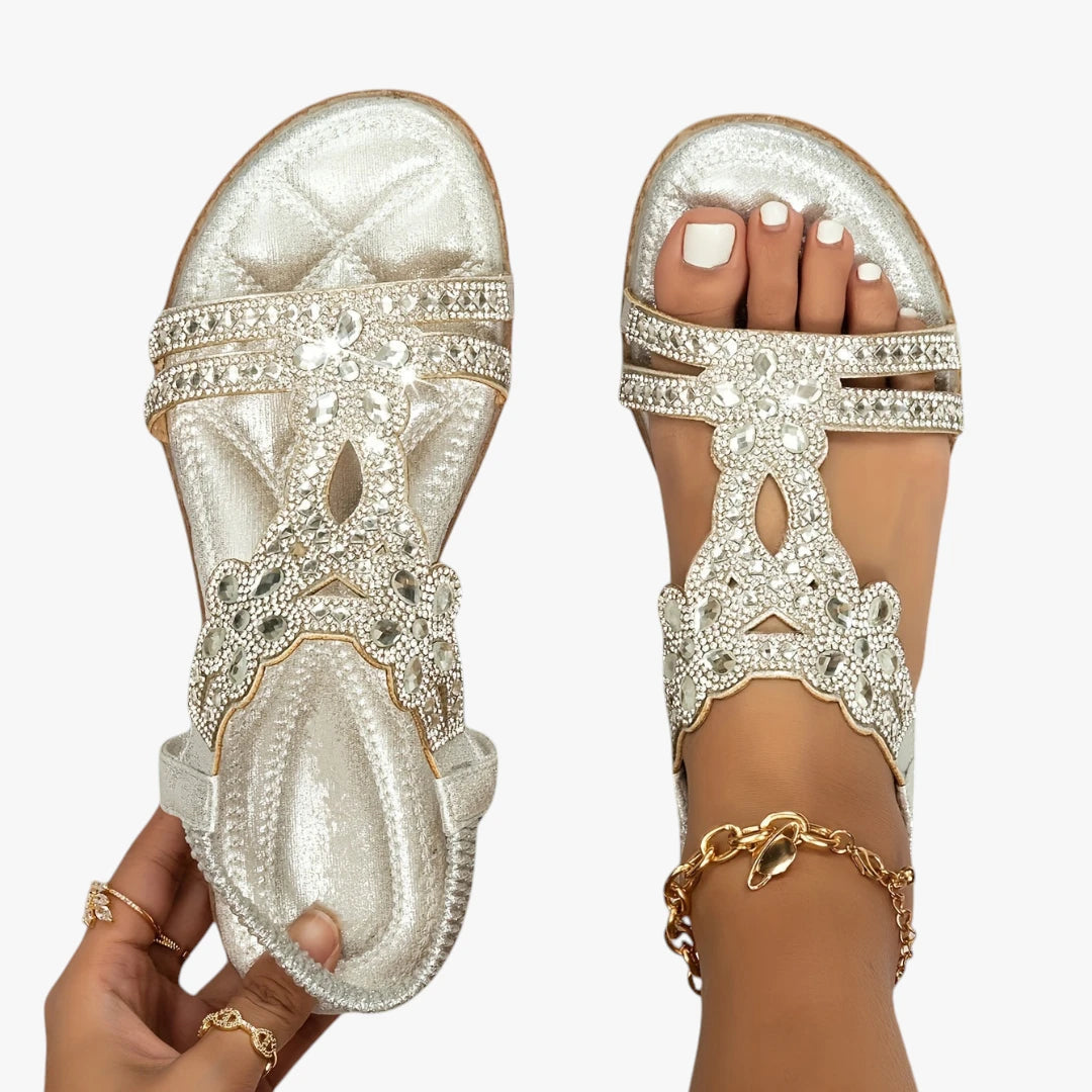 Dame Glimmer Flade Sandaler med Svangstøtte og Perler