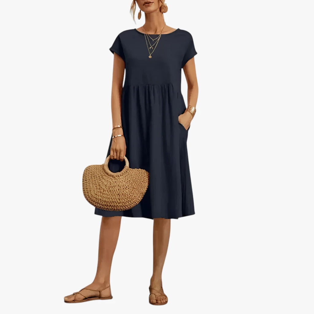 Dame Elegant Sommerkjole med Smock og Kort Snit