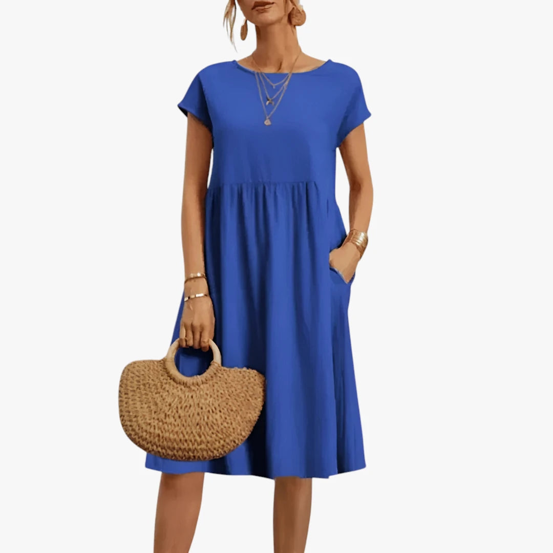 Dame Elegant Sommerkjole med Smock og Kort Snit