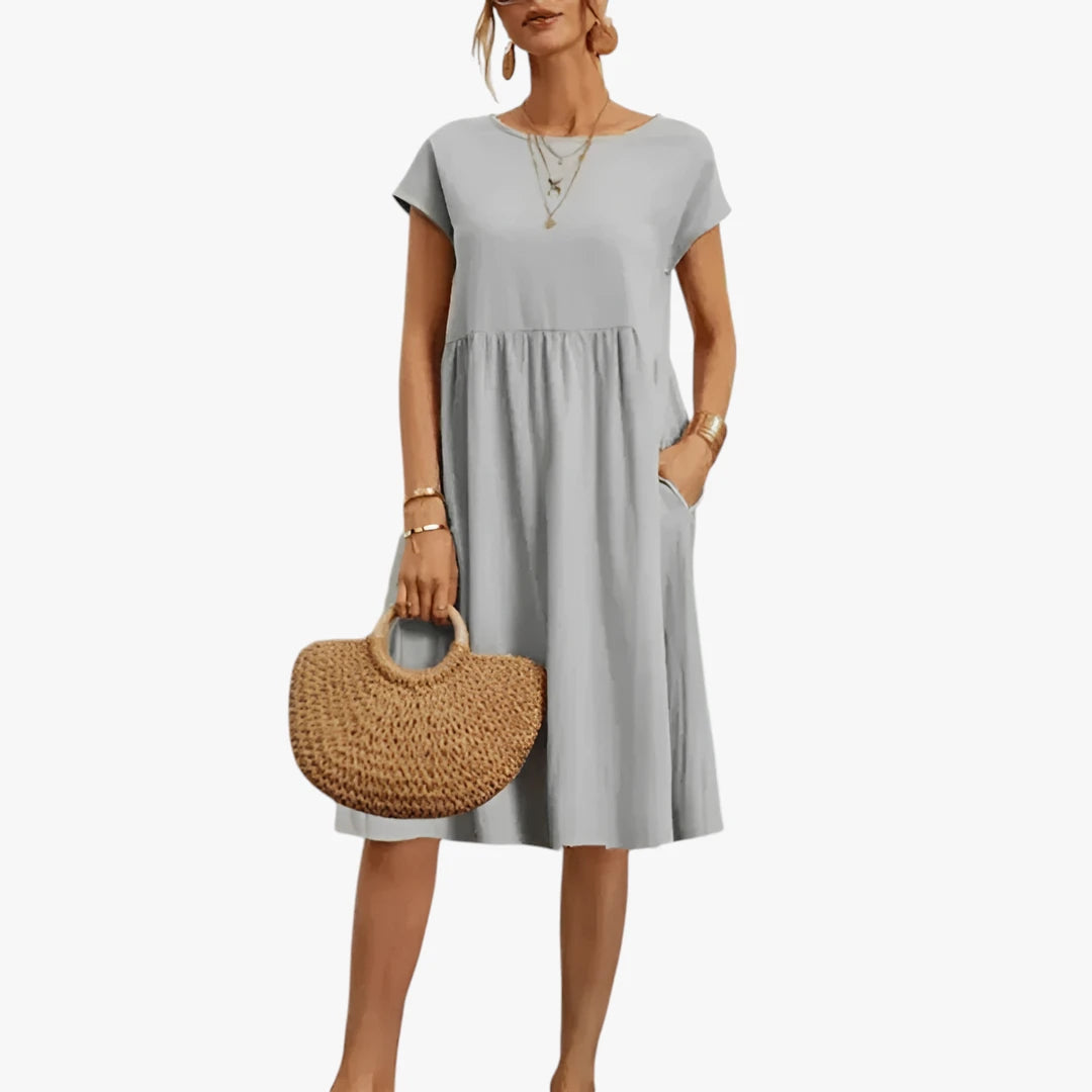 Dame Elegant Sommerkjole med Smock og Kort Snit