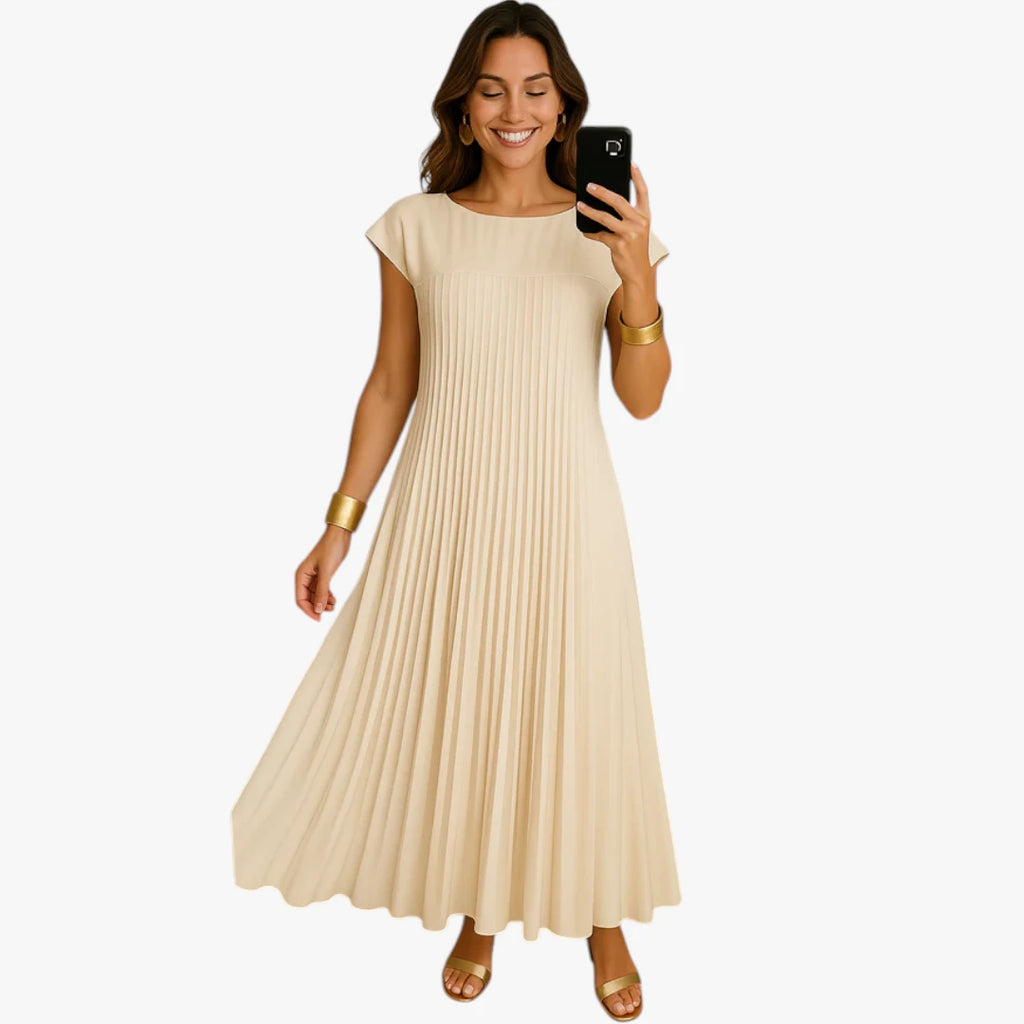 Dame Elegant Maxi Sommerkjole med Plissering