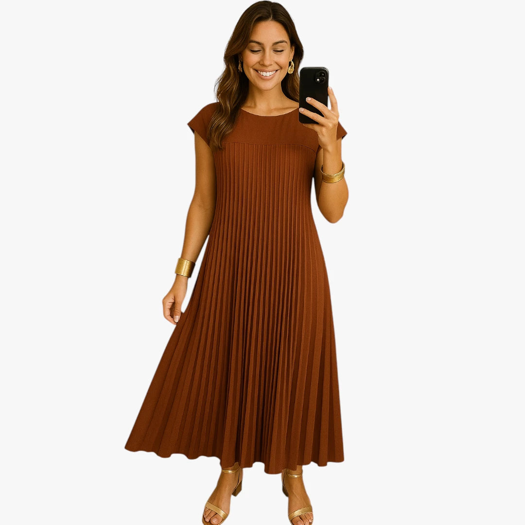 Dame Elegant Maxi Sommerkjole med Plissering
