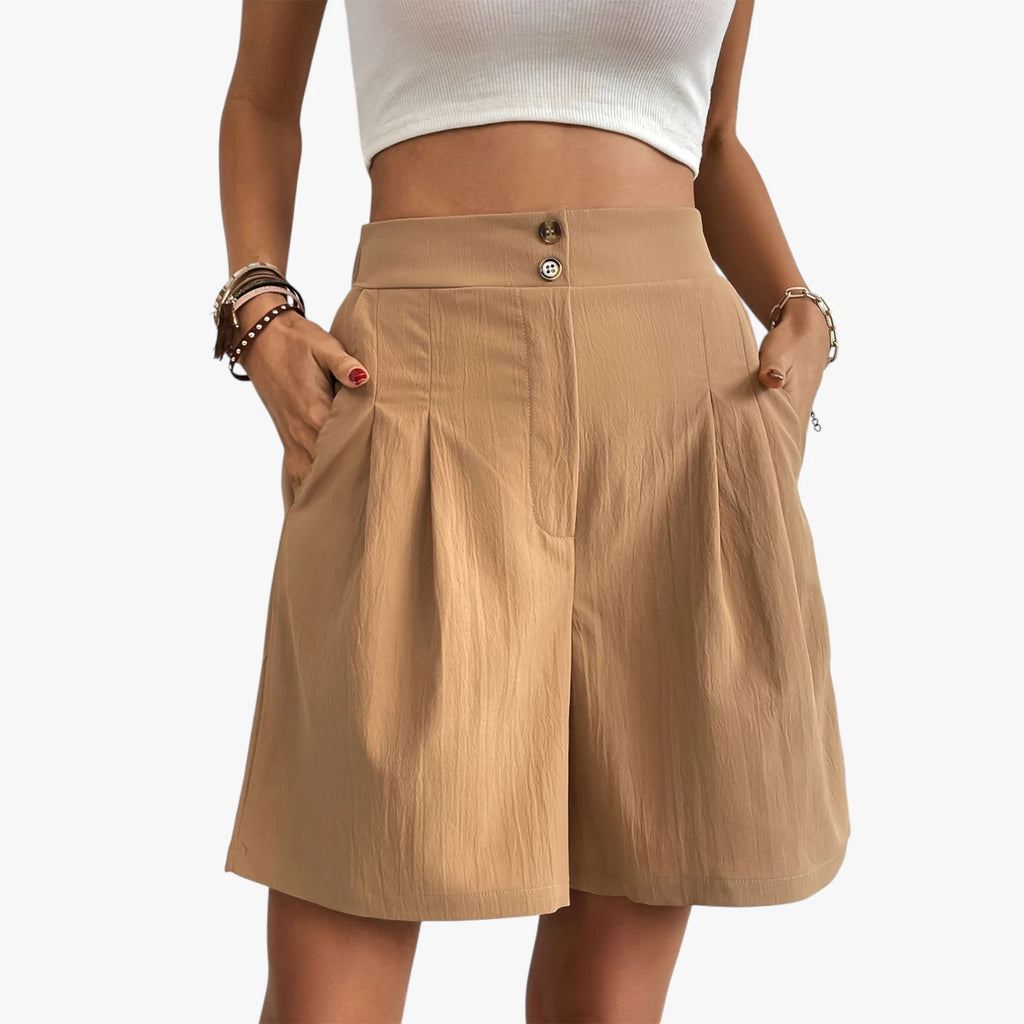 Dame Afslappede Shorts med Lommer og Knapper