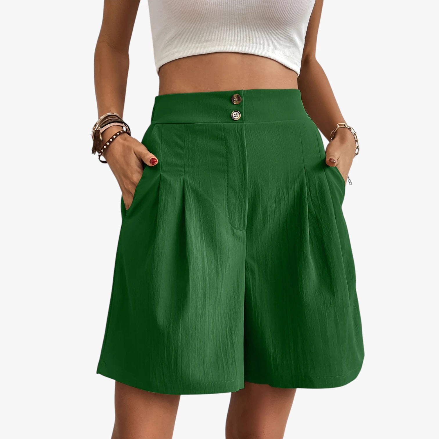 Dame Afslappede Shorts med Lommer og Knapper