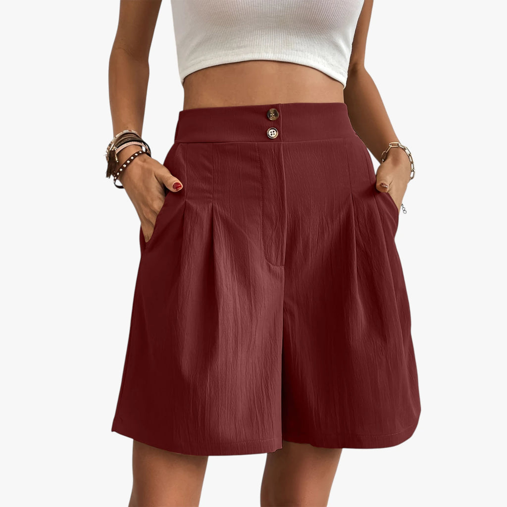 Dame Afslappede Shorts med Lommer og Knapper