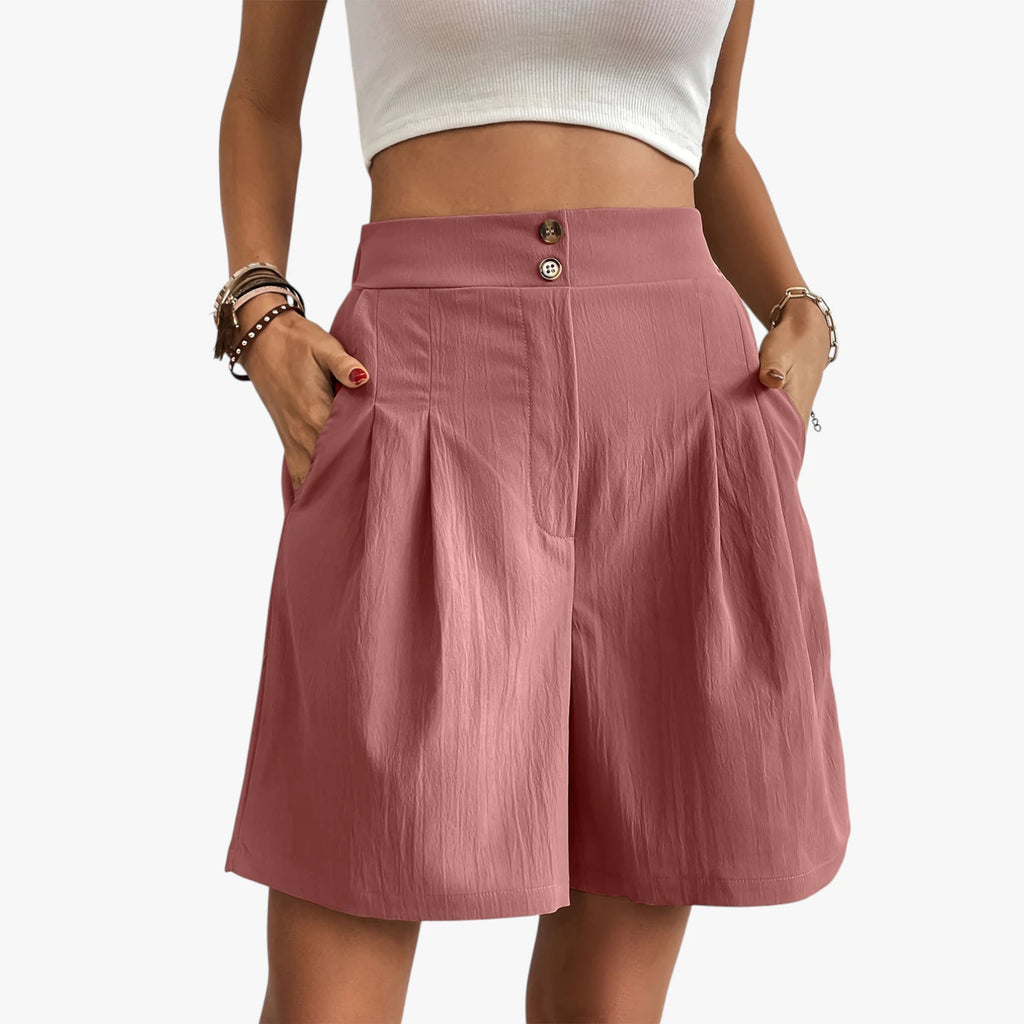 Dame Afslappede Shorts med Lommer og Knapper