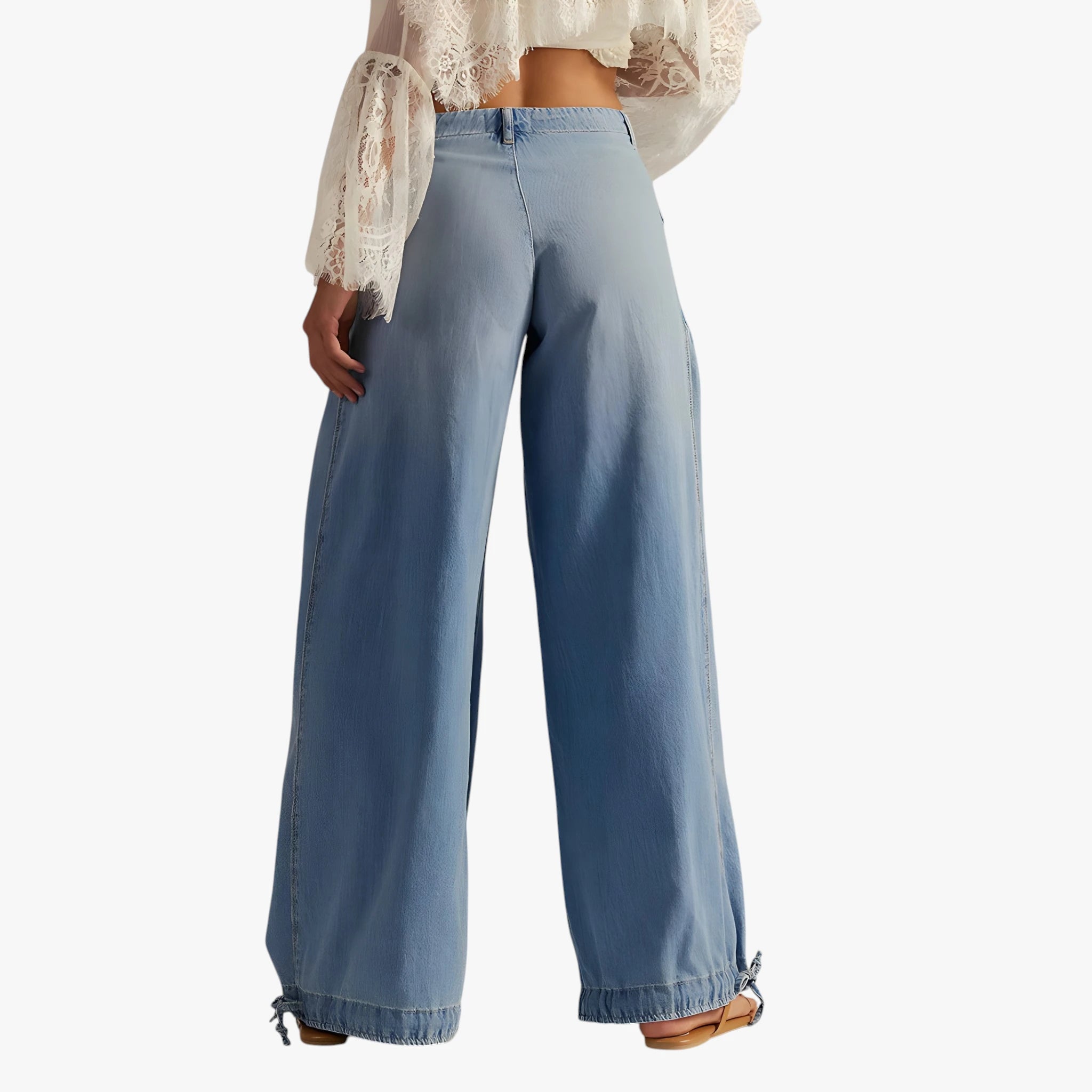 Dame Baggy Jeans med Bindebånd og Vidde