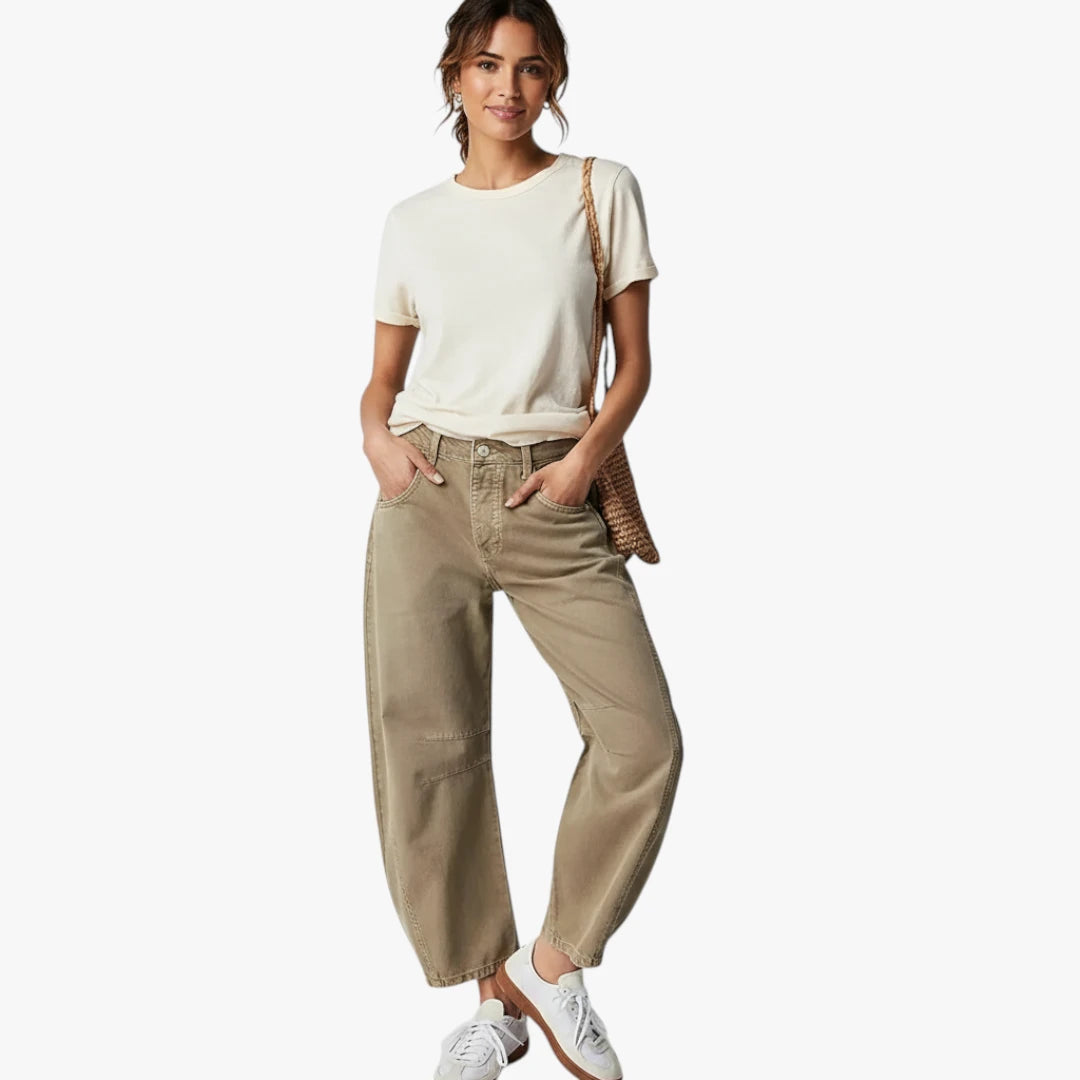 Dame Baggy Jeans med Lommer og Vidde