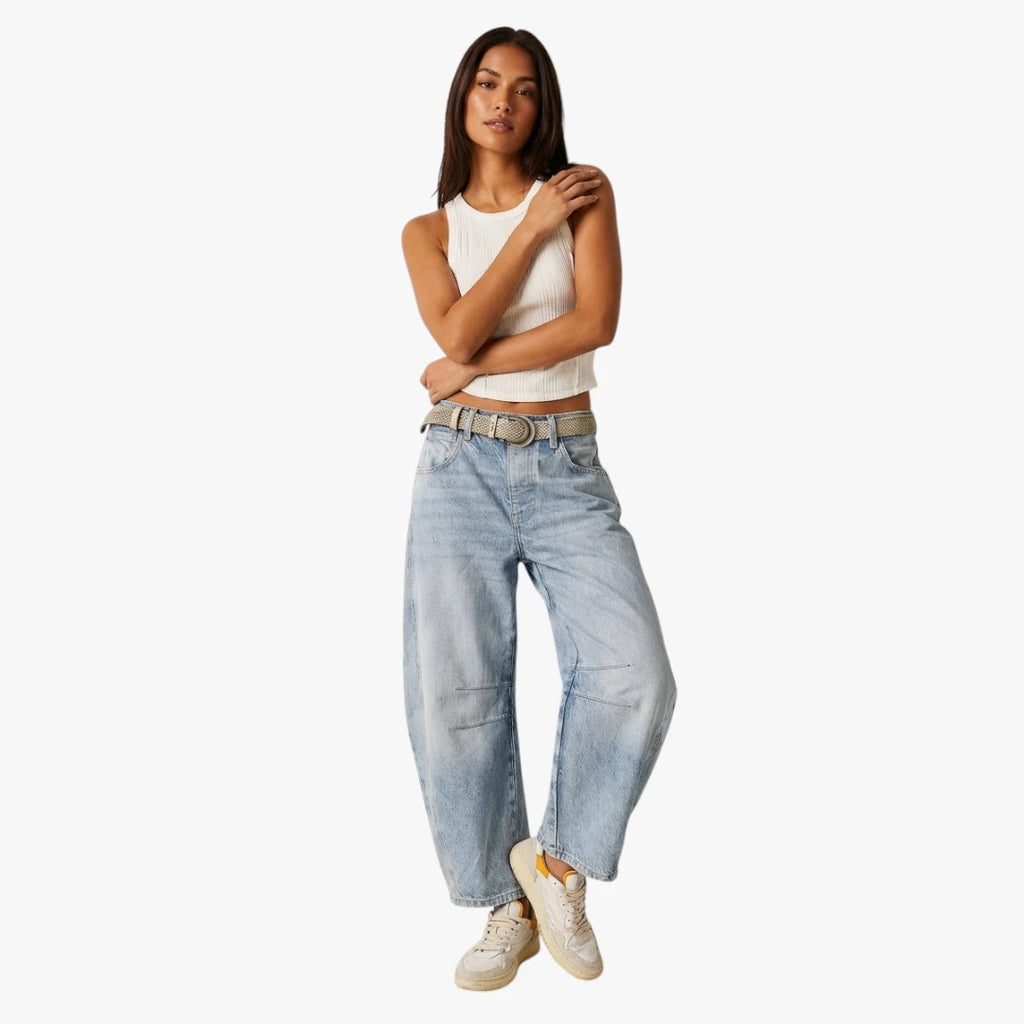 Dame Baggy Jeans med Lommer og Vidde