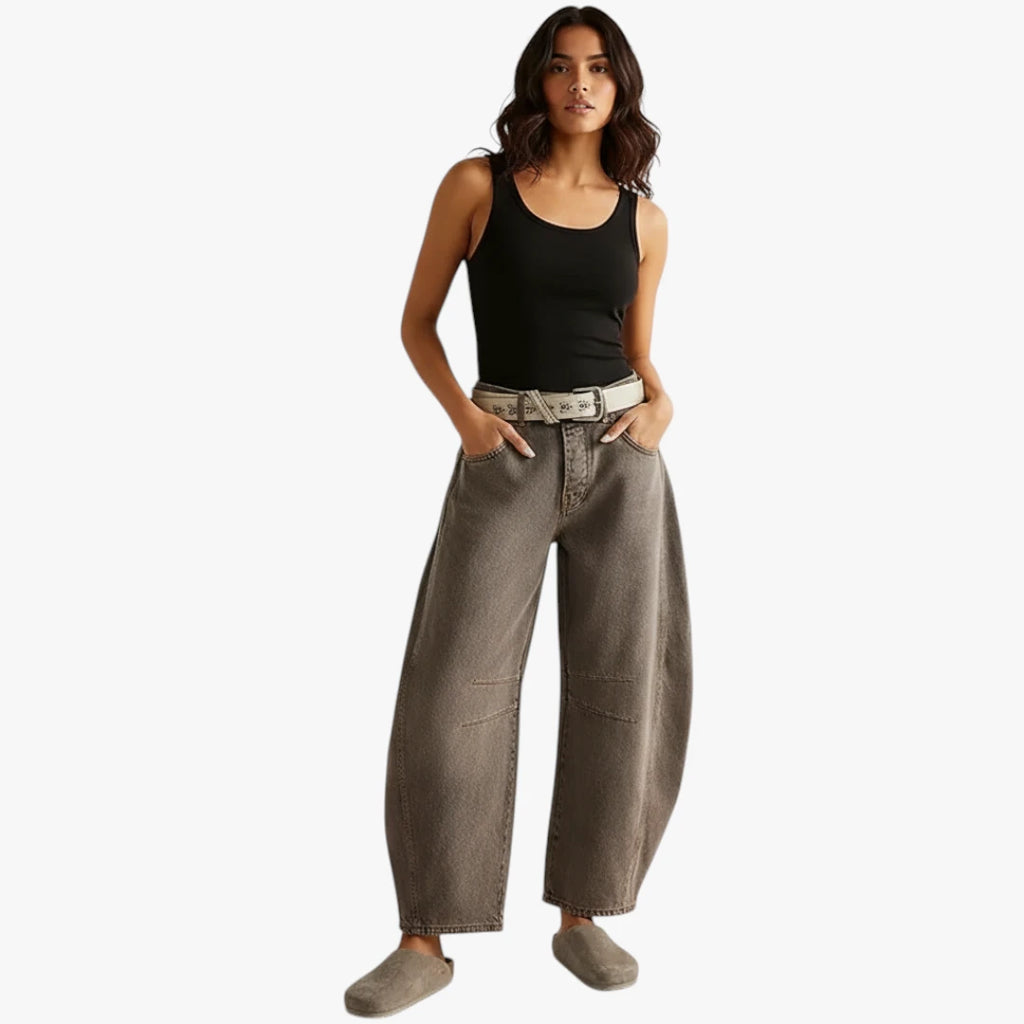 Dame Baggy Jeans med Lommer og Vidde