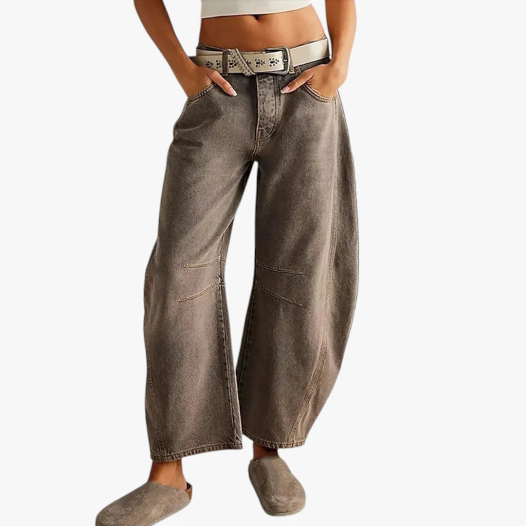Dame Baggy Jeans med Lommer og Vidde