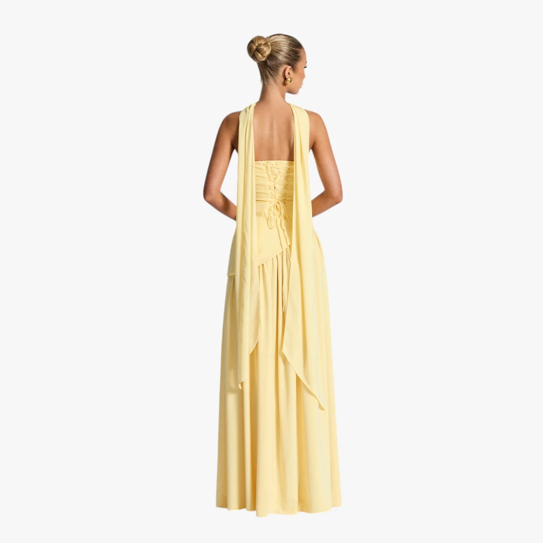 Dame Bandeau Maxi Kjole til Bryllup med Halstørklæde