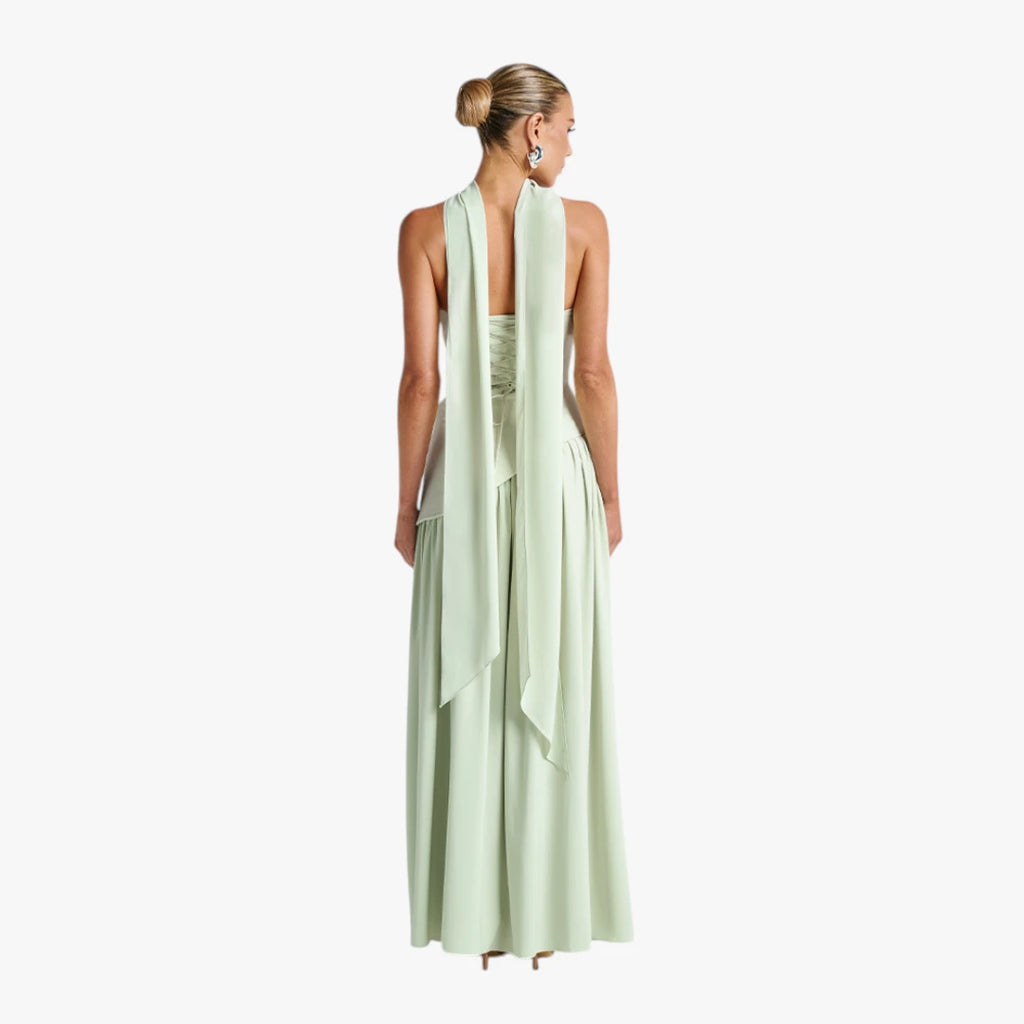 Dame Bandeau Maxi Kjole til Bryllup med Halstørklæde
