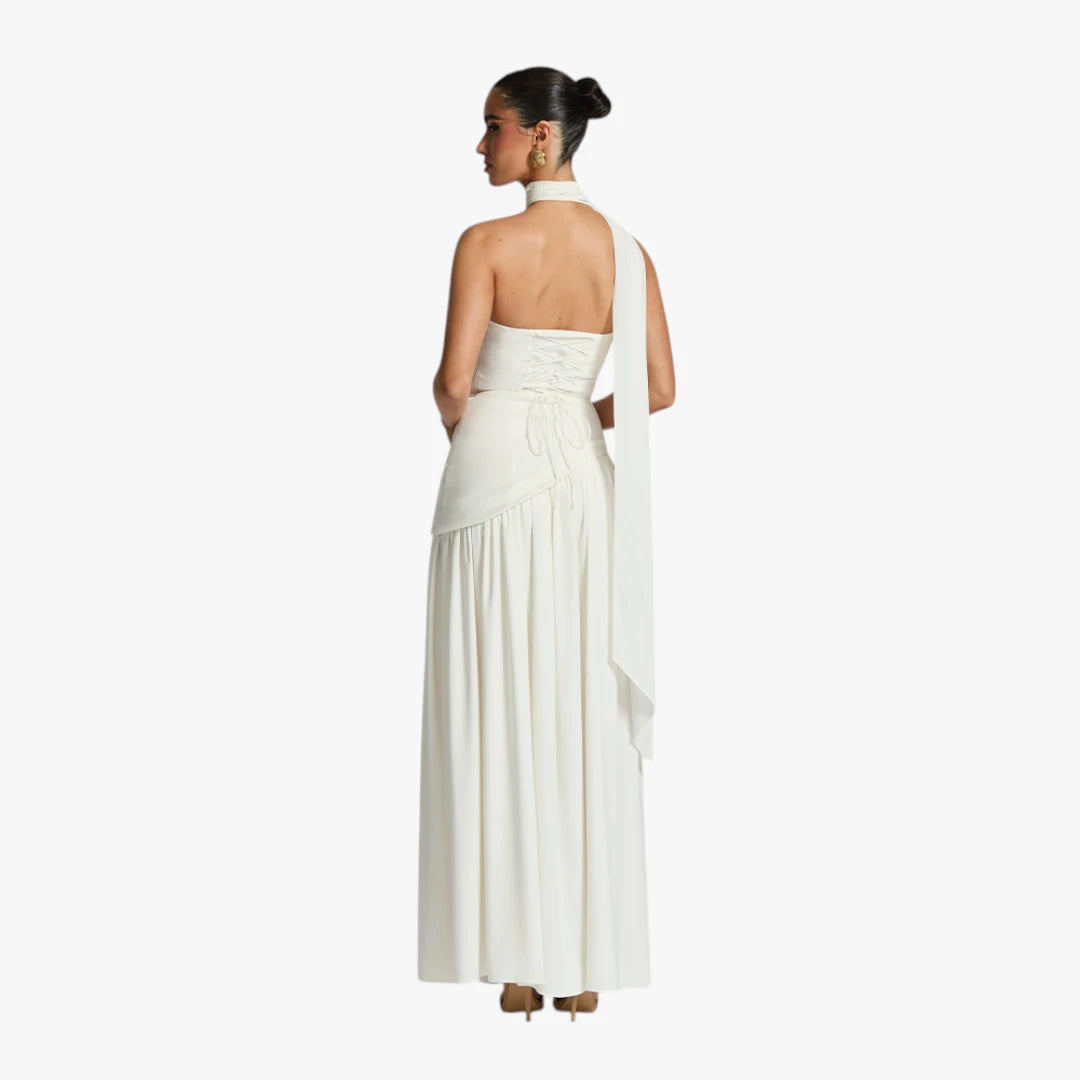 Dame Bandeau Maxi Kjole til Bryllup med Halstørklæde