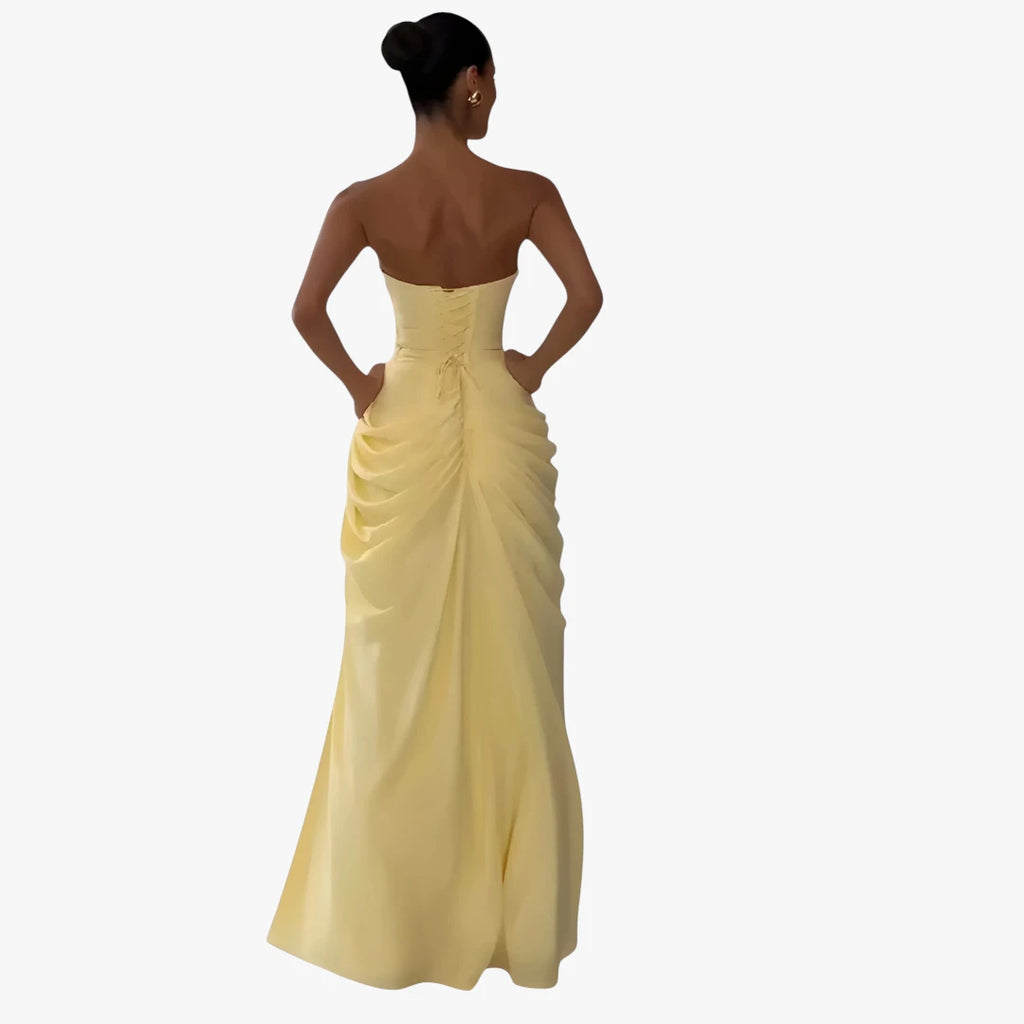 Dame Bandeau Maxi Kjole til Bryllup med Høj Slids