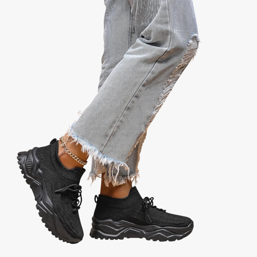 Dame Bløde Lette Sneakers med For og Snøre