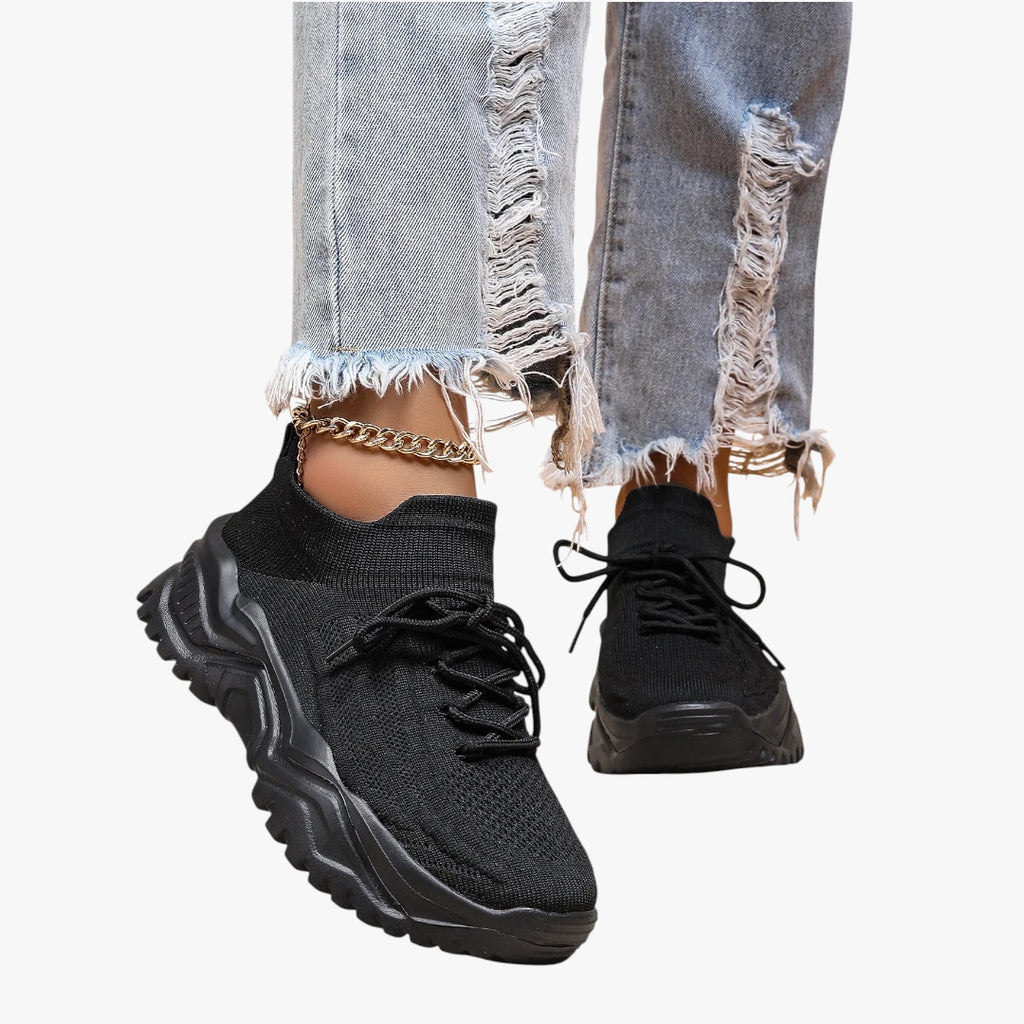 Dame Bløde Lette Sneakers med For og Snøre