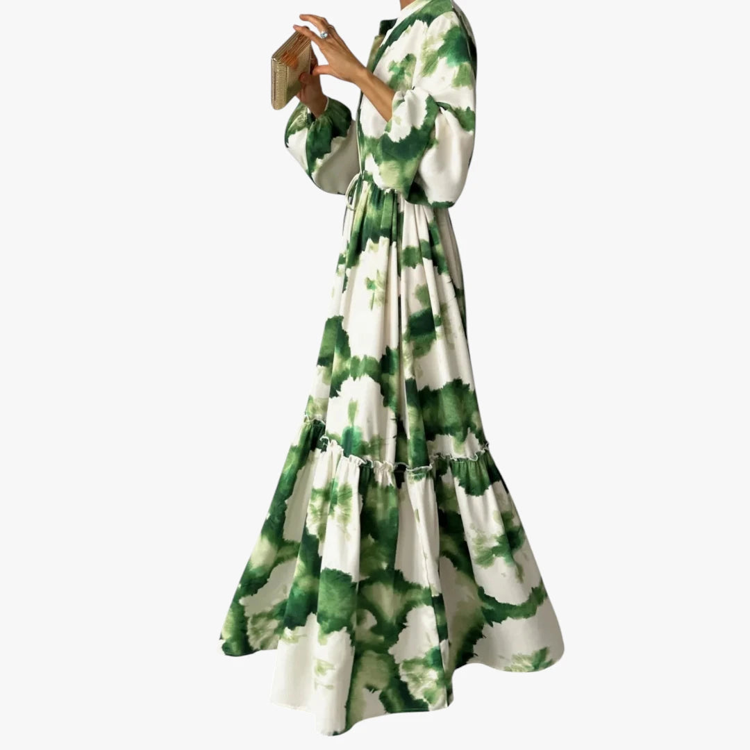 Dame Blomstret Maxi Kjole til Bryllup  med Lange Ærmer