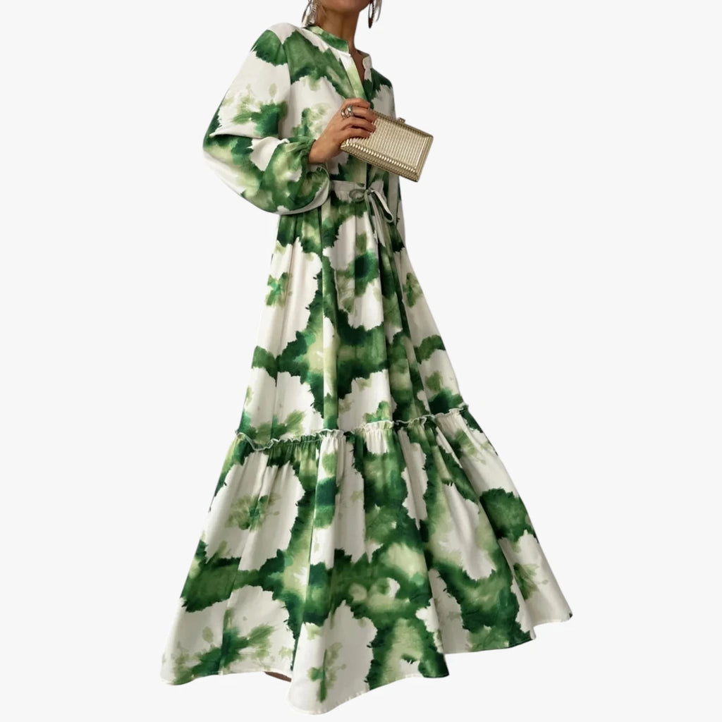 Dame Blomstret Maxi Kjole til Bryllup  med Lange Ærmer
