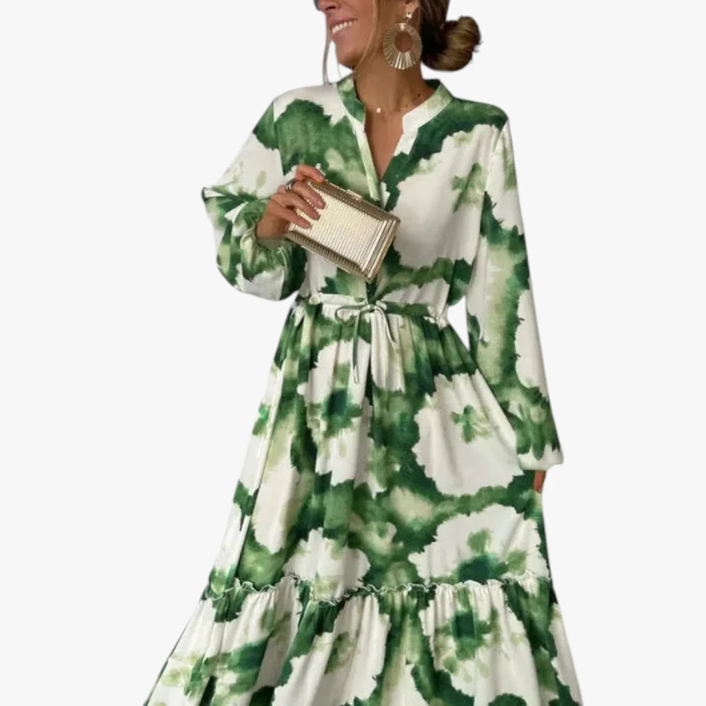 Dame Blomstret Maxi Kjole til Bryllup  med Lange Ærmer