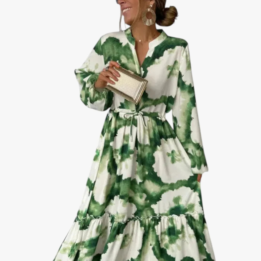 Dame Blomstret Maxi Kjole til Bryllup  med Lange Ærmer