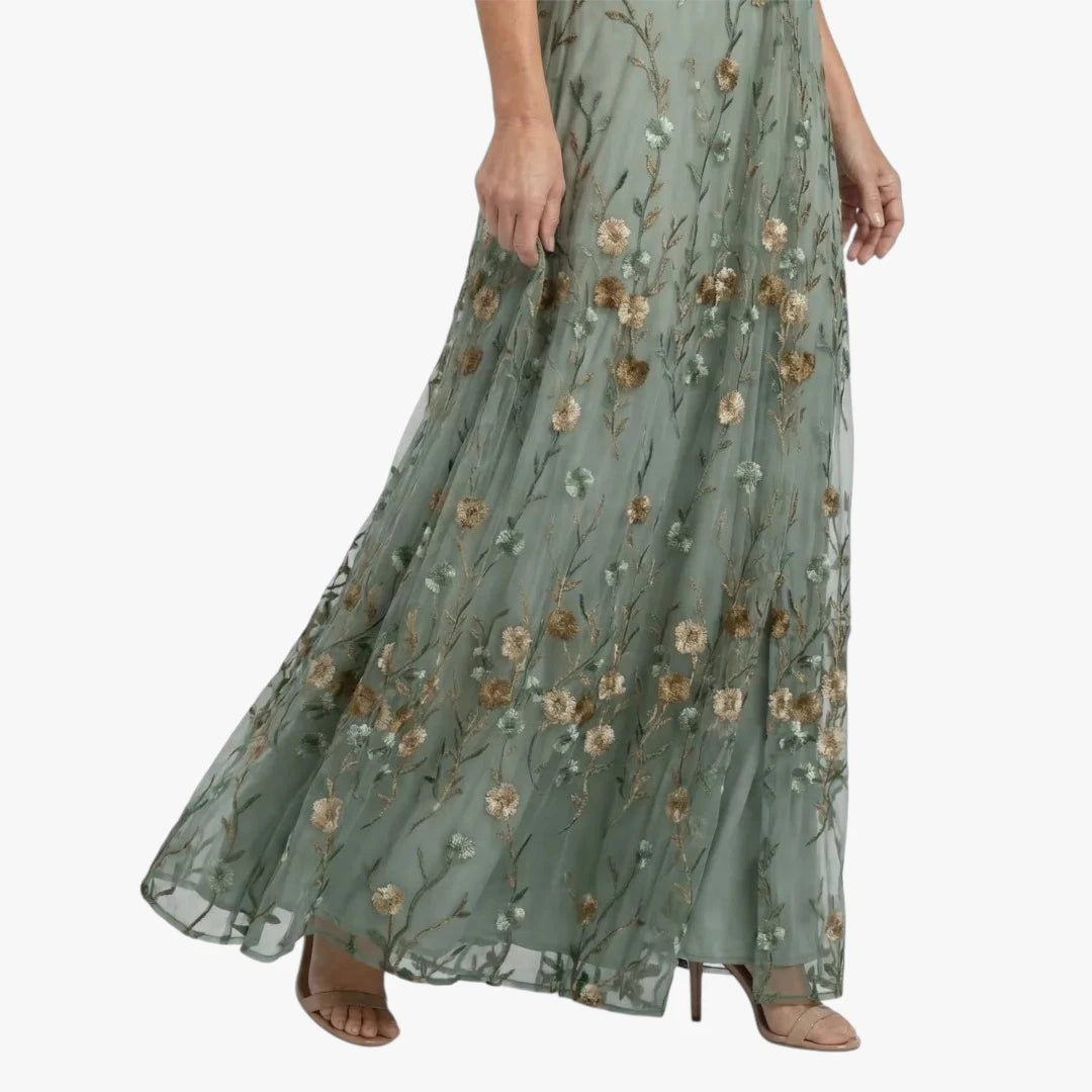 Dame Blomstret Maxi Kjole til Bryllup med V-Udskæring