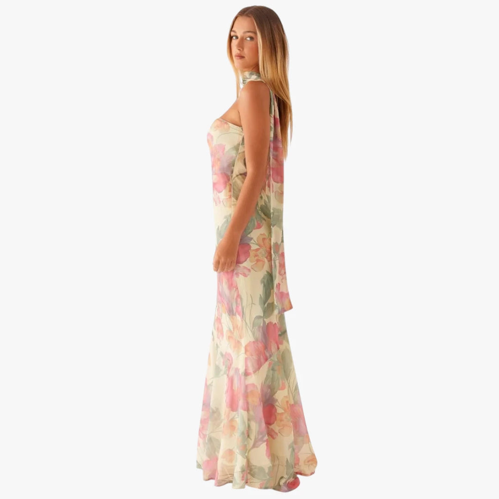 Dame Blomstret Maxi Sommerkjole med Bandeau
