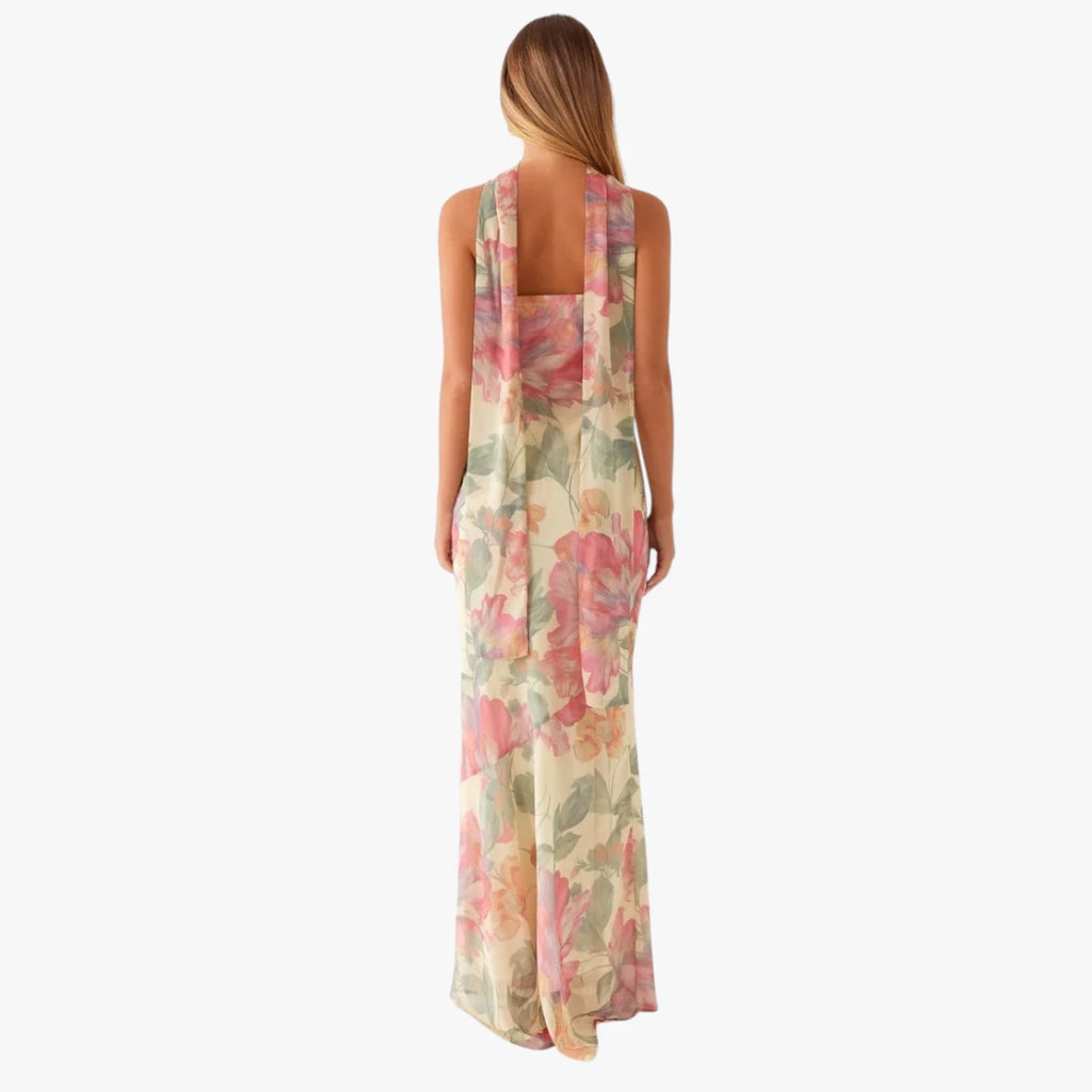 Dame Blomstret Maxi Sommerkjole med Bandeau