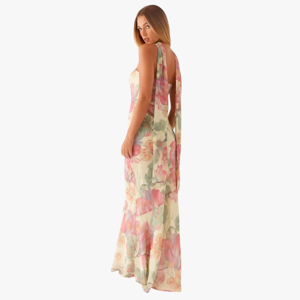Dame Blomstret Maxi Sommerkjole med Bandeau