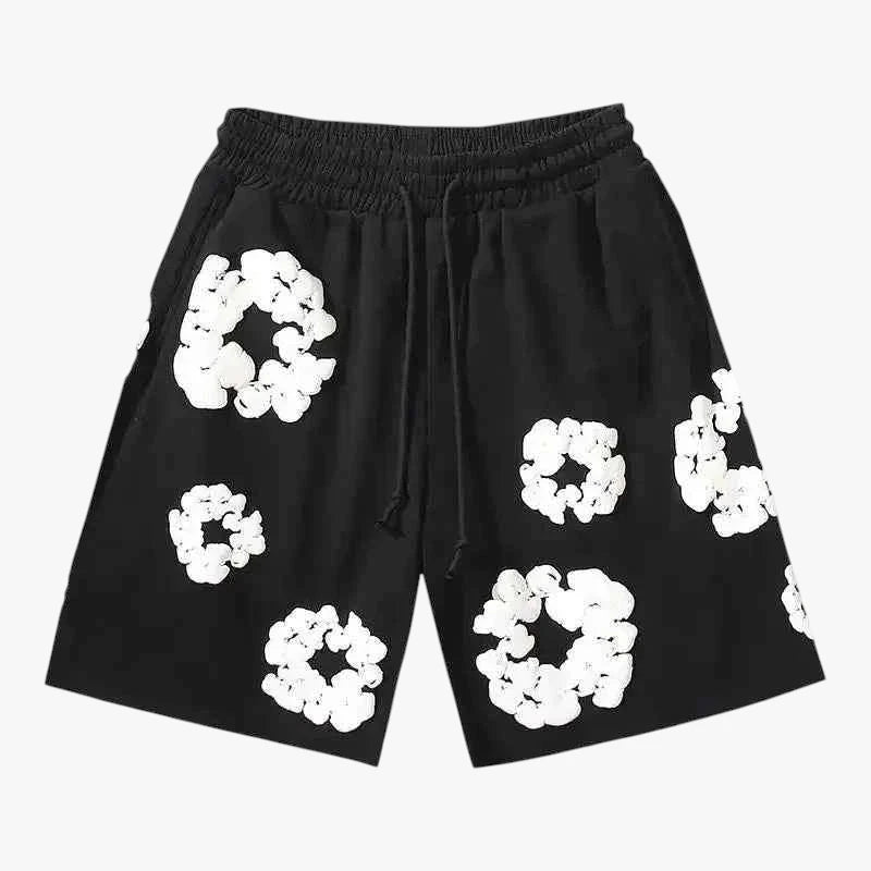 Dame Blomstret Shorts med Elastik Talje