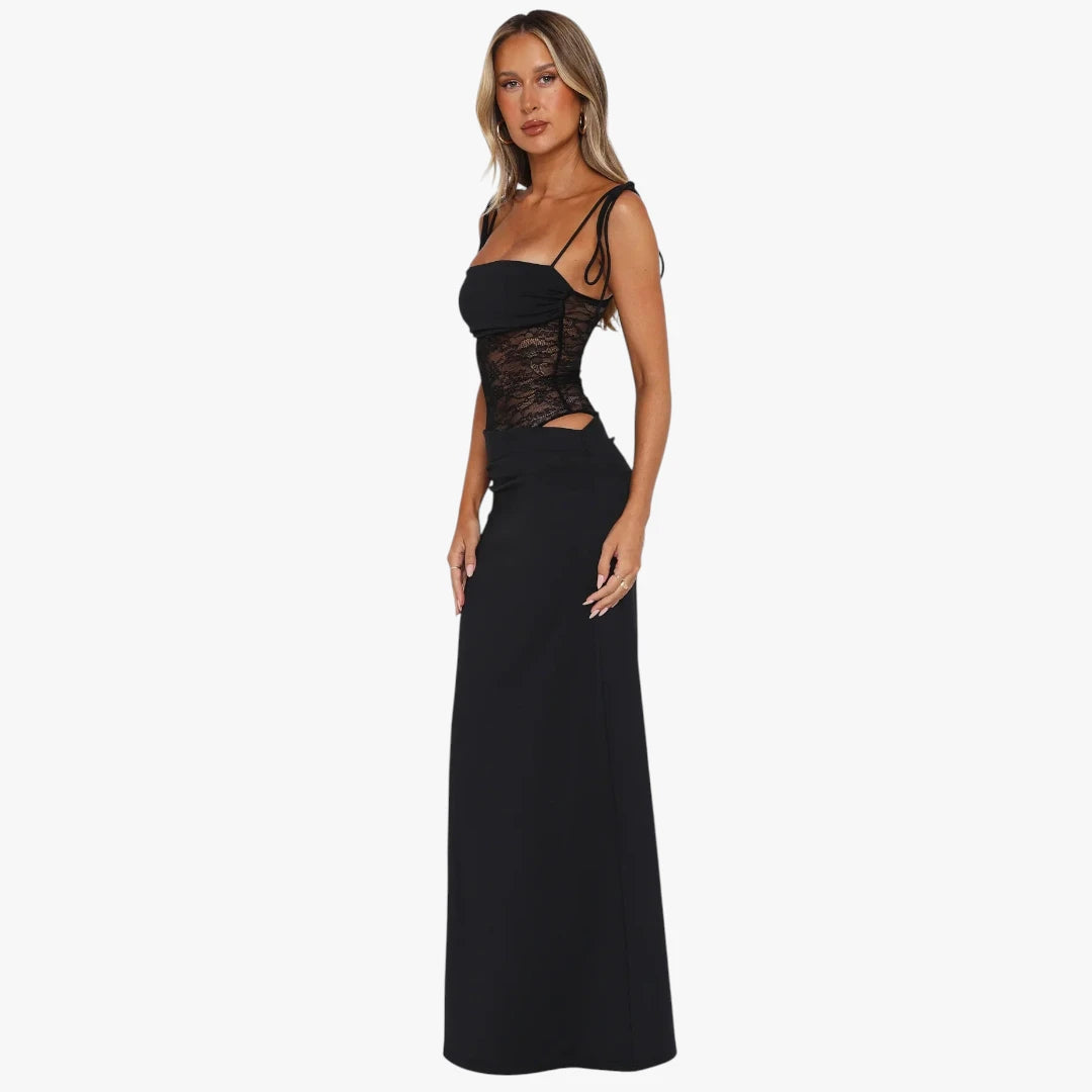 Dame Blonde Maxi Kjole til Bryllup med Åben Ryg