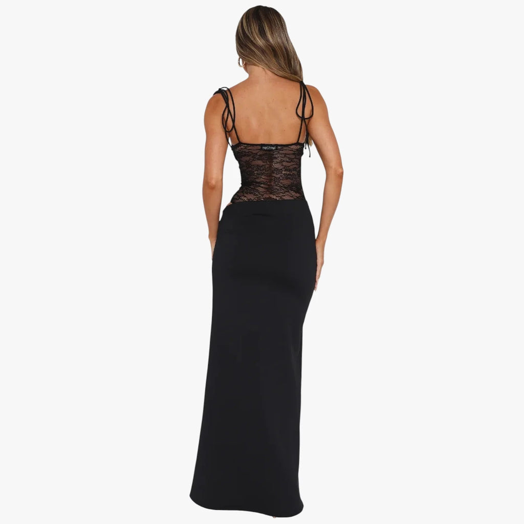 Dame Blonde Maxi Kjole til Bryllup med Åben Ryg