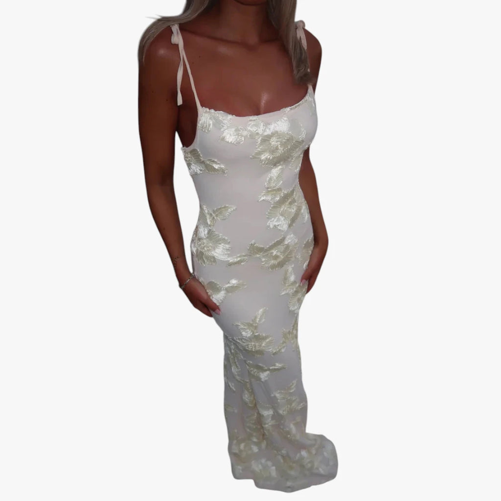 Dame Bodycon Maxi kjole til Bryllup med Blomstret Detaljer