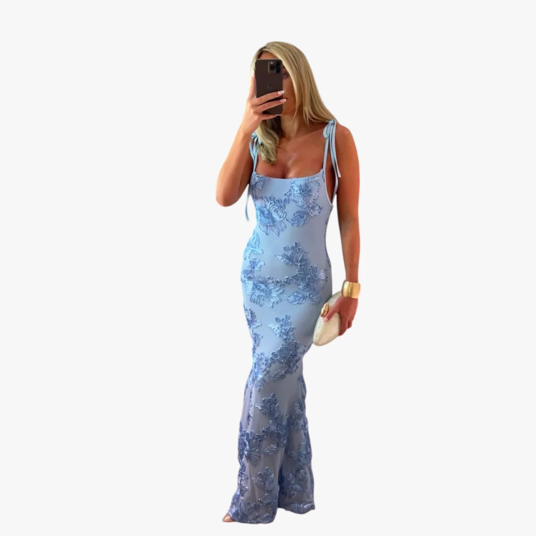 Dame Bodycon Maxi kjole til Bryllup med Blomstret Detaljer