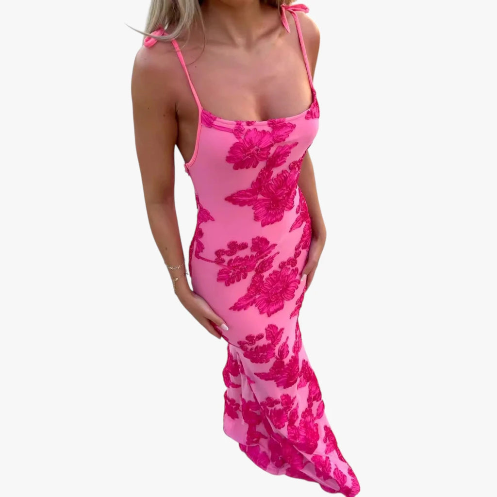 Dame Bodycon Maxi kjole til Bryllup med Blomstret Detaljer