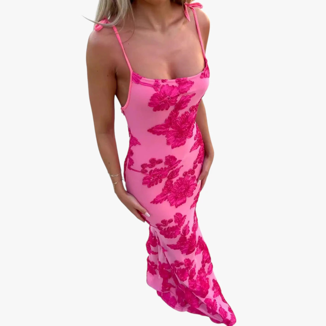 Dame Bodycon Maxi kjole til Bryllup med Blomstret Detaljer