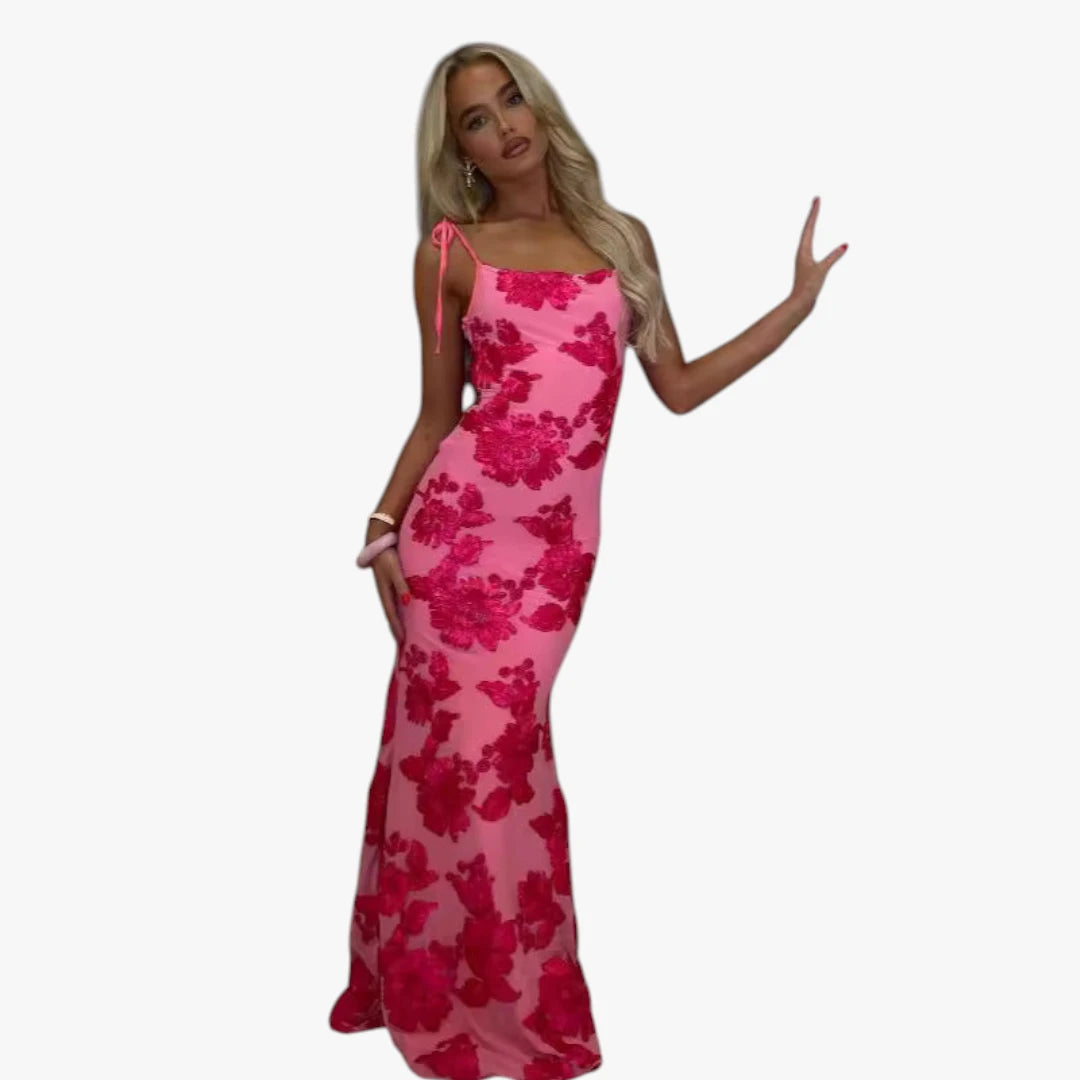 Dame Bodycon Maxi kjole til Bryllup med Blomstret Detaljer