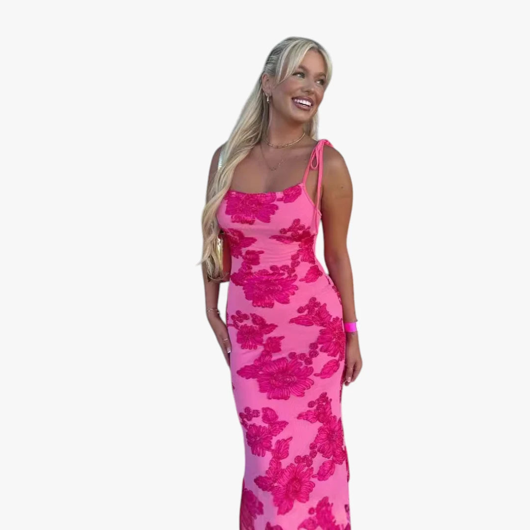 Dame Bodycon Maxi kjole til Bryllup med Blomstret Detaljer