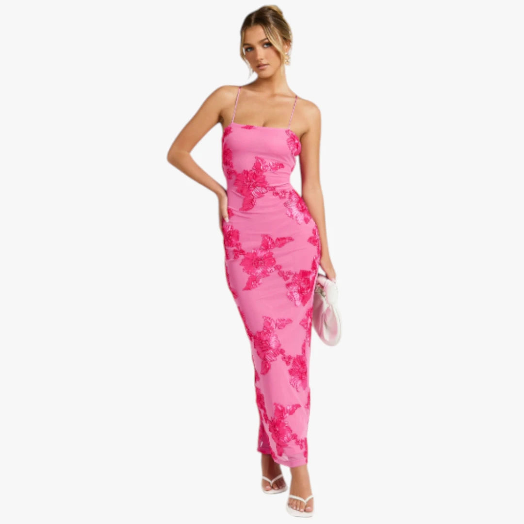 Dame Bodycon Maxi kjole til Bryllup med Blomstret Detaljer