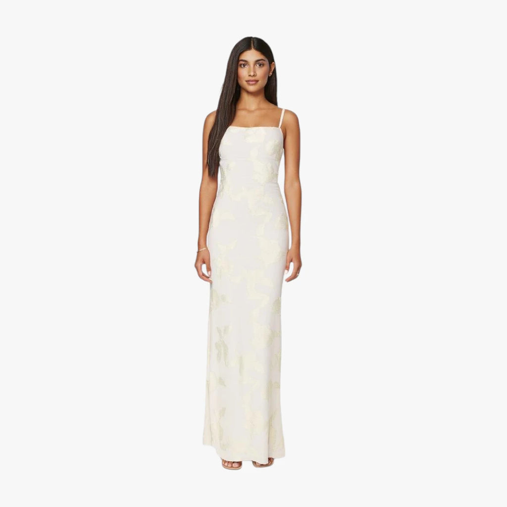 Dame Bodycon Maxi kjole til Bryllup med Blomstret Detaljer