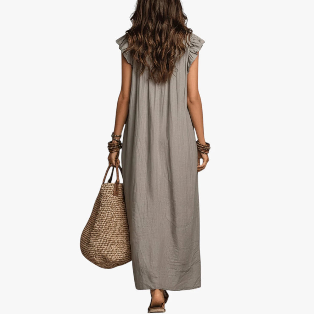Dame Boheme Maxi Sommerkjole med Flæser