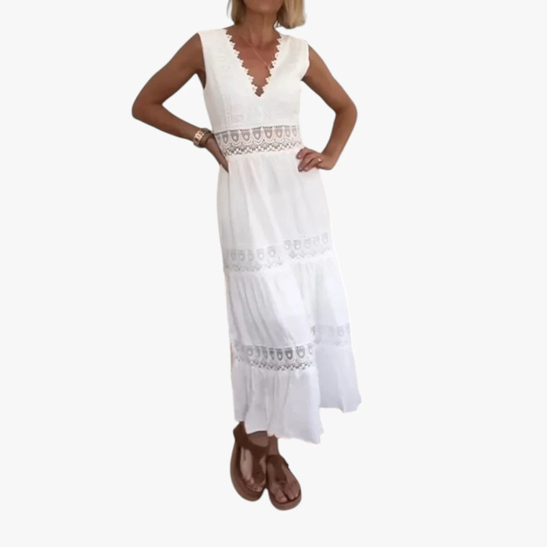 Dame Boheme Midi Sommerkjole med Åben Ryg