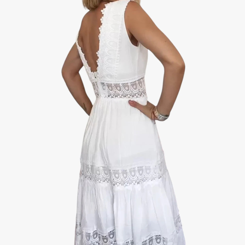 Dame Boheme Midi Sommerkjole med Åben Ryg