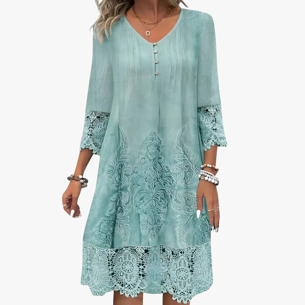 Dame Boheme Midi Sommerkjole med Blonder