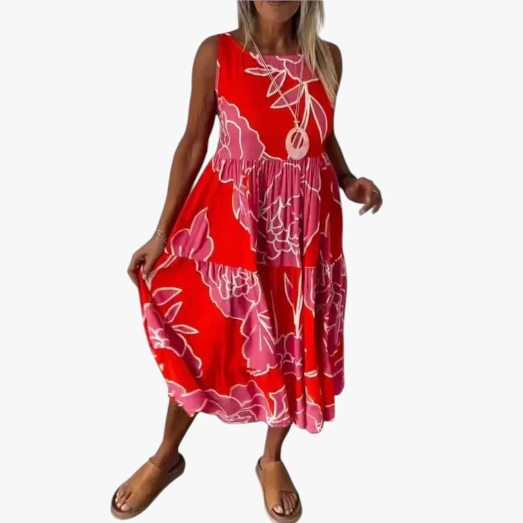 Dame Boheme Midi Sommerkjole med Uden Ærmer